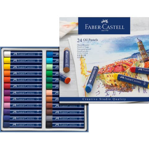 Pastelli a olio Faber-Castell Oil Pastels Creative Studio assortiti astuccio di cartone da 24 - 127024